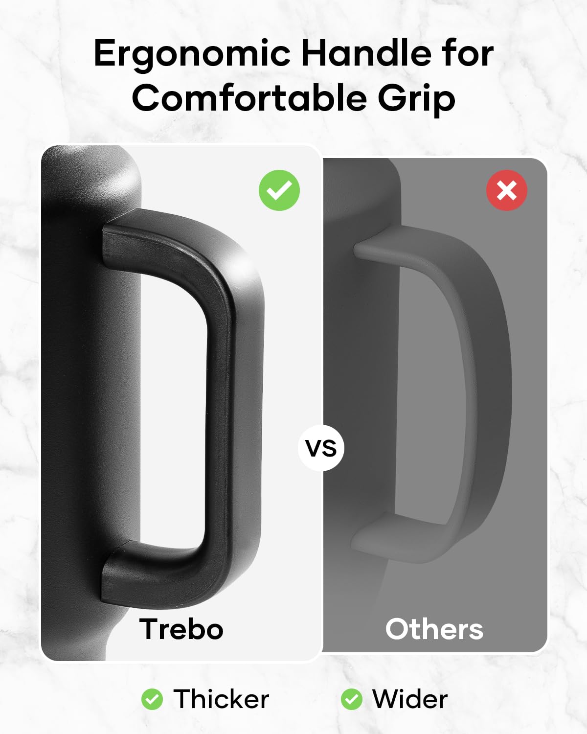 Trebo 40 oz Water Bottle Insulated Fit Car Cup Holder with Handle, Stainless Steel Water Bottles Tumbler with Spout Straw Lids, Double Wall Travel Reusable Flask, Leakproof Mug,Keep Cold &Hot,Black