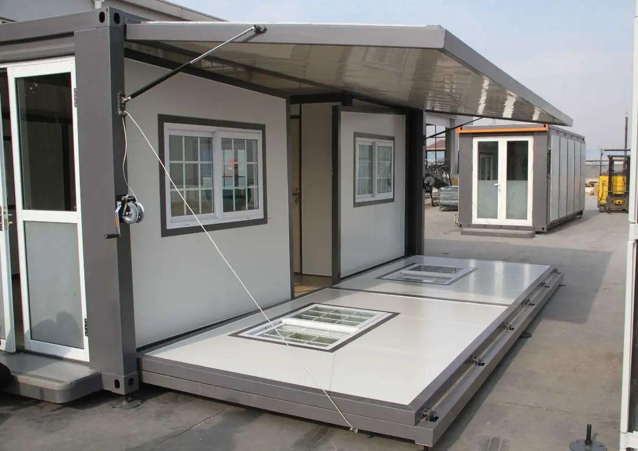 Portable Prefabricated Tiny Home. 20ft Double Wing Expansion Home Box. Mobile Expandable Plastic Prefab House for (Hotel, Booth, Office, Guard House, Shop, Villa, Warehouse, Workshop).