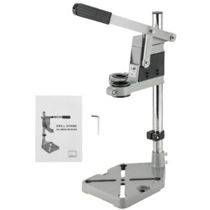 amgsh double mounting drill press stand bench clamp tool for hand drill workstation | adjustable benchtop single hole table repair tool with aluminum base compatible, portable