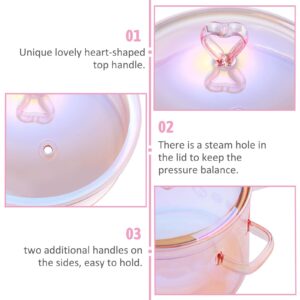 WHJY Clear Pots for Cooking, Pink Cookware, Pink Pot, Heart Pot, Clear Glass Pots for Cooking on Stove – 51oz/1500ml