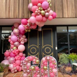 Bezente Pink Balloons Set,60pcs 12 inch Metallic Pink Pearl Pink Hot Pink Pastel Pink Latex Balloons Kit for Birthday,Wedding,Baby Shower,Princess Theme Party Decorations