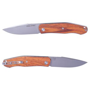 Real Steel Knives Serenity Slipjoint Folding Knife 3.375" N690 Satin Drop Point Blade, Rosewood Handle