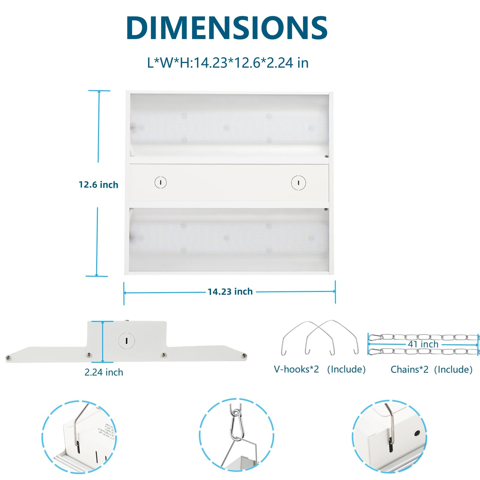 160W LED Linear High Bay Light Fixture, 1-10V Dimmimg LED Linear Highbay Shop Lights, 5000K Daylight 22400LM(140LM/W) 100-277V for Garage, Factory, Workshop,Warehouse