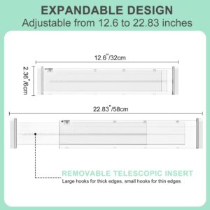 FUNIZE Expandable Drawer Dividers 4 Pack, 2.36" High, 12.6-22.8 Clear Drawer Organizers for Utensils, Clothes, Adjustable Kitchen Drawers Separators in Dresser, Bedroom, Bathroom, Office Storage