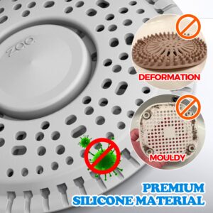 Shower Drain Hair Catcher, 2 Pack Premium Silicone Drain Protector & Shower Drain Cover for Regular Drains of Shower Room, Bathroom, Gray