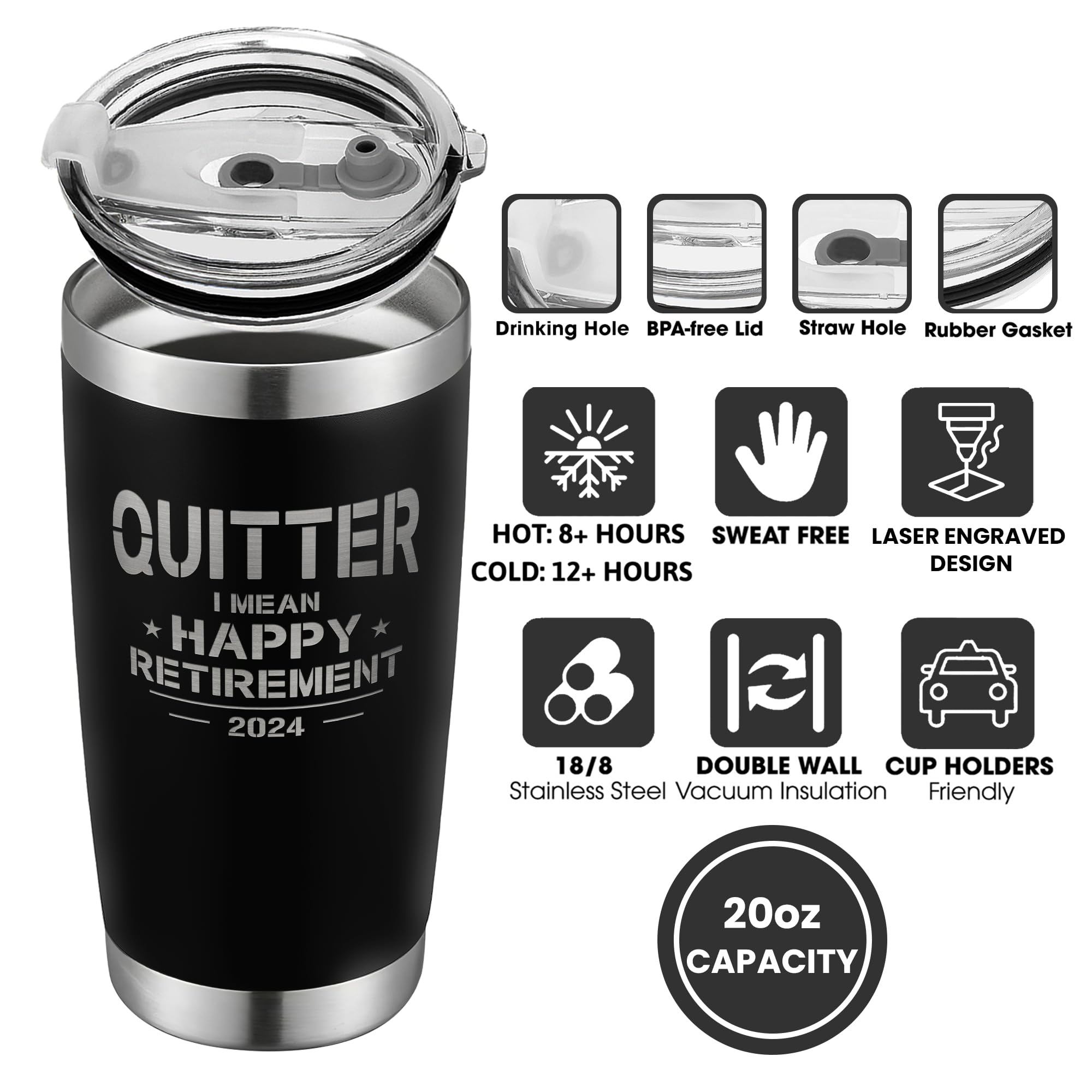 Retirement Gifts for Men - Retirement Gifts for Men 2024 - Retirement Gifts for Coworker, Boss, Dad, Husband, Him, Grandpa - Cool Retirement Gifts - Retired Gifts for Men - 20 Oz Retirement Tumbler