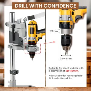 AMGSH Double Mounting Drill Press Stand Bench Clamp Tool for Hand Drill Workstation | Adjustable Benchtop Single Hole Table Repair Tool with Aluminum Base Compatible, Portable