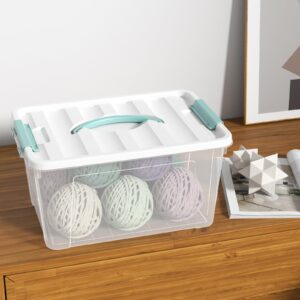 Xyskin 14 Quart Clear Storage Bins with Lid and Green Handle, Storage Latch Box/Bin Organizing Container