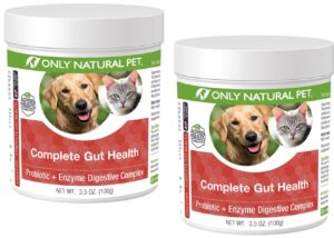 only natural pet complete gut health complex - probiotics & digestive enzyme supplement for dogs & cats - promotes healthy digestion, immune system, nutrient absorption -3.5oz powder (pack of 2)