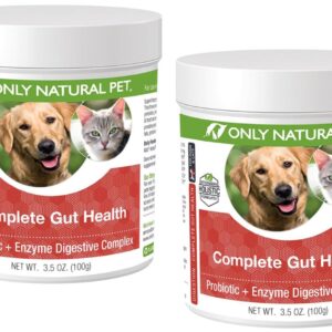 Only Natural Pet Complete Gut Health Complex - Probiotics & Digestive Enzyme Supplement for Dogs & Cats - Promotes Healthy Digestion, Immune System, Nutrient Absorption -3.5oz Powder (Pack of 2)