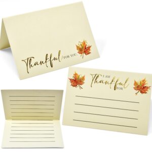 100 Pcs Thanksgiving Table Place Cards and Fill in Gratitude Cards Harvest I Am Thankful For Tent Card Autumn Name Cards Dinner Settings Fall Party