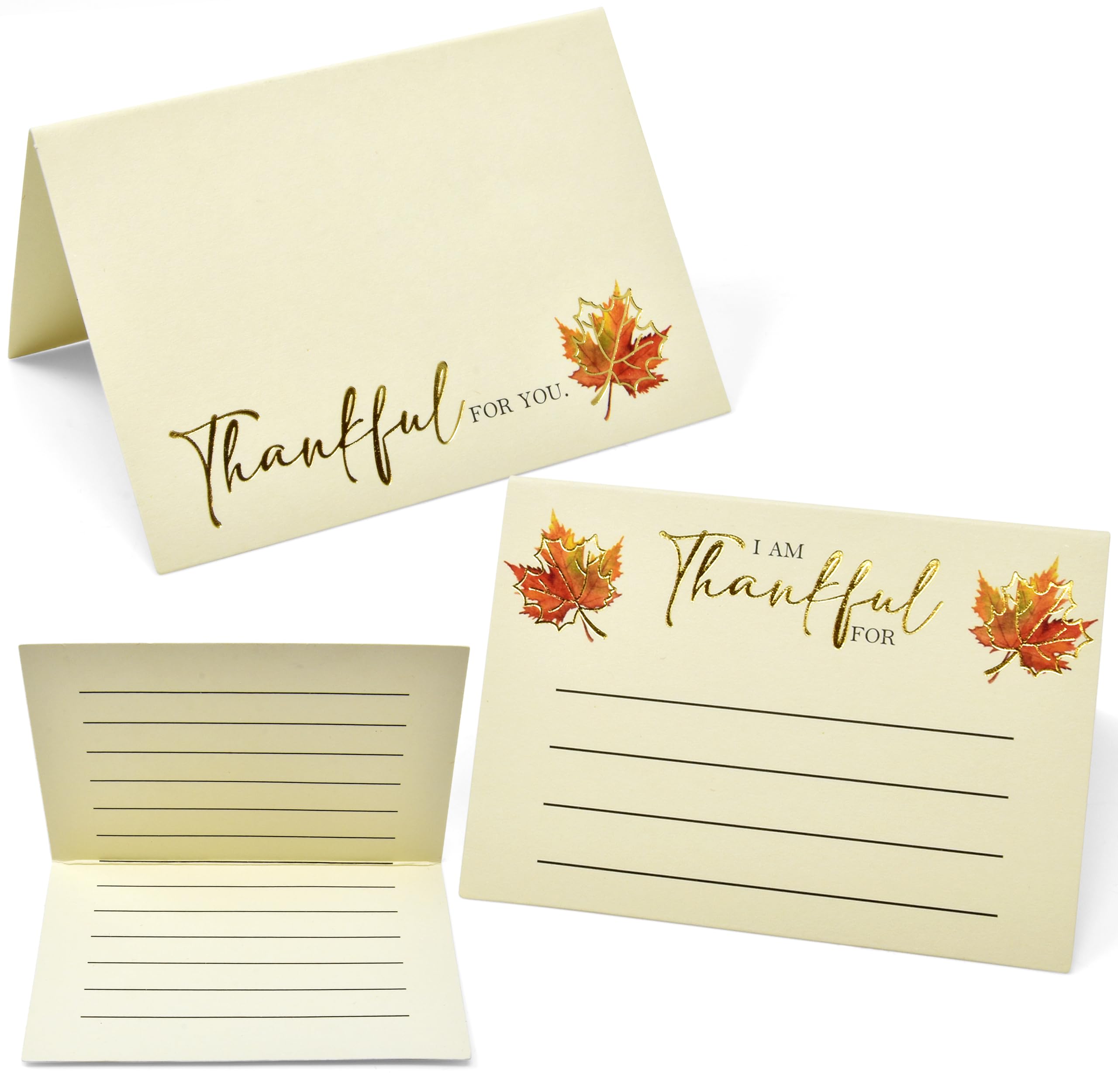 100 Pcs Thanksgiving Table Place Cards and Fill in Gratitude Cards Harvest I Am Thankful For Tent Card Autumn Name Cards Dinner Settings Fall Party