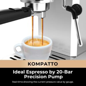 CHULUX Slim Espresso Machine with Milk Frother Steam Wand, 20 Bar Professional Italian Pump Semi Automatic Espresso Coffee Machine for Home Cappuccino & Latte Maker