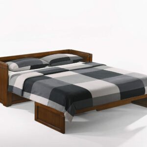 NIGHT & DAY Furniture Murphy Cube Cabinet Bed (Black Walnut, Queen)