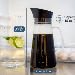 Cuiscent Cold-Brew Coffee Maker, 1350ml capacity,Stainless Steel 304 filter, includes cleaning brush