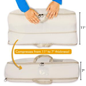 HappiBox 2-pack XXL Comforter Storage Bag - Space Saving Compression Bag for Pillows, Blankets, Bedding -Collapsible Extra Large Mesh Packing Cube - Queen King (2-pack Large Size 28x20x11")