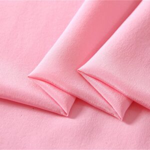 100 Pure Mulberry Silk Fabric 44'' Width 16m/m Crepe de Chine Silk by 1 Yard for Pajamas,Shirt or DIY Crafts(Pink)