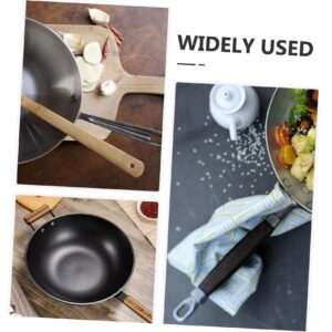 Pot Handle Pan Handle Grip Fry Grip Handle Cookware Supplies Pot Grip Replacement Pot Holder Pan Handles Frying Pan Handle Wooden Anti-scalding Pan Stainless Steel