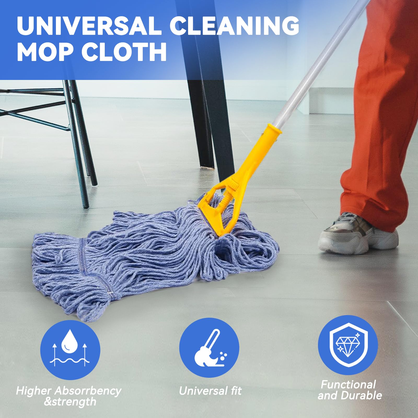 Commercial Heavy Duty Mop Heads Replacement for Rubbermaid: 6 Packs Industrial Wet Mop Head for Floor Cleaning - Cotton Commercial Products Wet Mop Refills