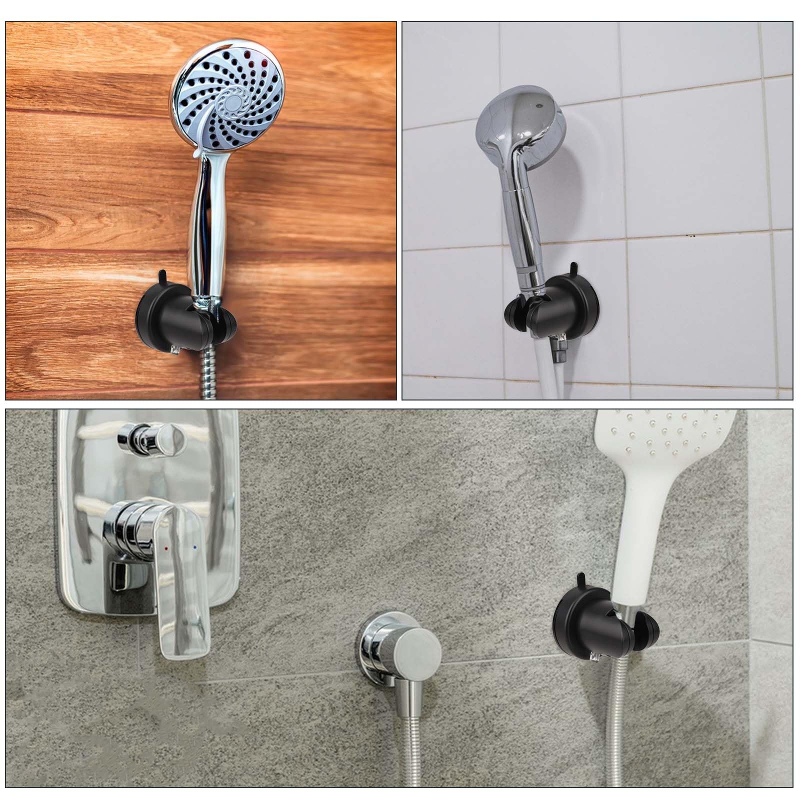 Shower Head Holder Removable Wall Mount Holder with Vacuum Suction Cup Height Adjustable Shower Wand Holder & Wall Mount ABS Plastic Suction Holder for Bathroom