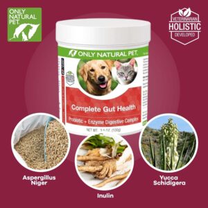 Only Natural Pet Complete Gut Health Complex - Probiotics & Digestive Enzyme Supplement for Dogs & Cats - Promotes Healthy Digestion, Immune System, Nutrient Absorption -3.5oz Powder (Pack of 2)