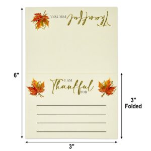 100 Pcs Thanksgiving Table Place Cards and Fill in Gratitude Cards Harvest I Am Thankful For Tent Card Autumn Name Cards Dinner Settings Fall Party