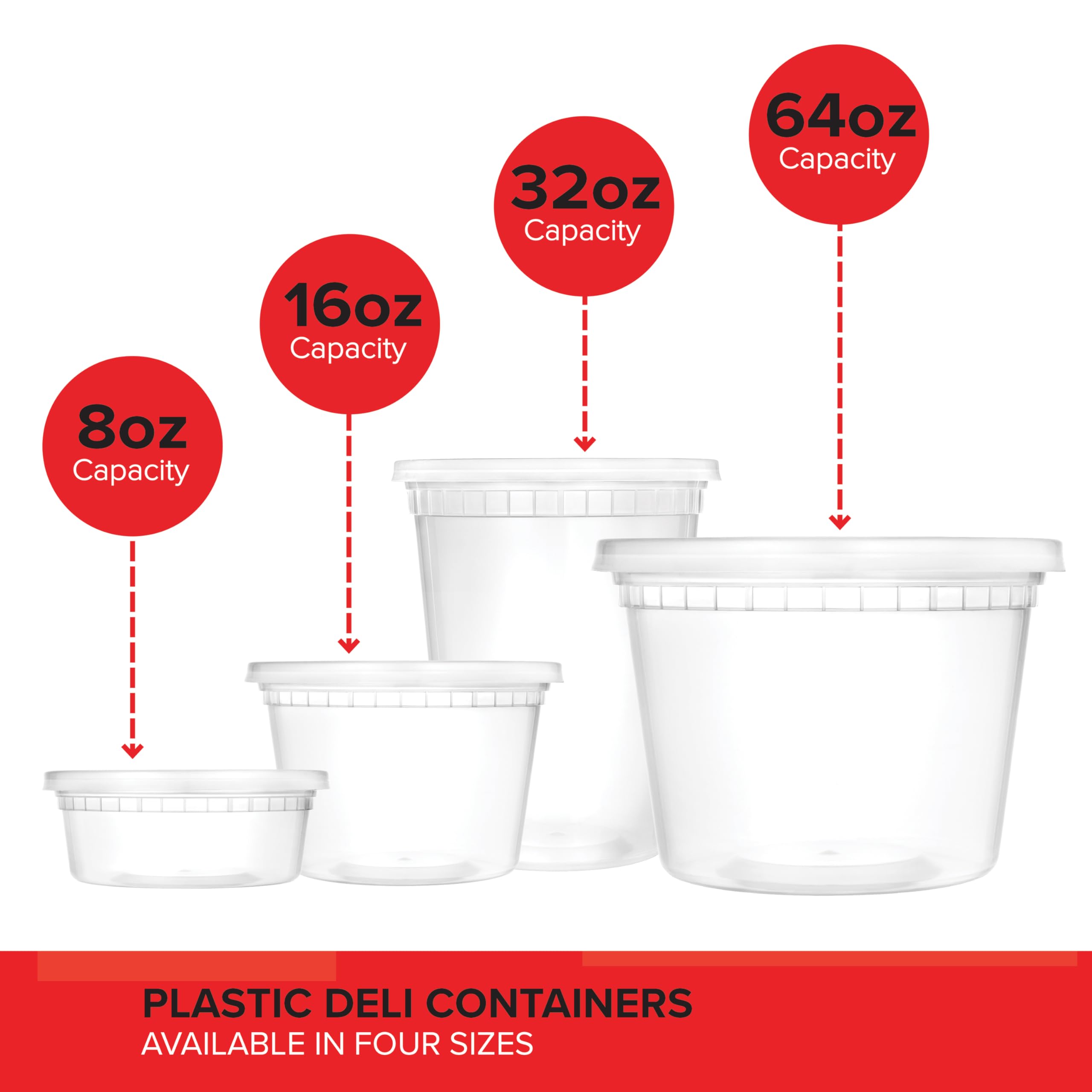 Stock Your Home 32oz Plastic Deli Containers with Lids (48 Pack), Disposable Plastic Food Storage Containers with Lids, Reusable Freezer Containers, To Go Soup Containers with Lids, Microwave Safe