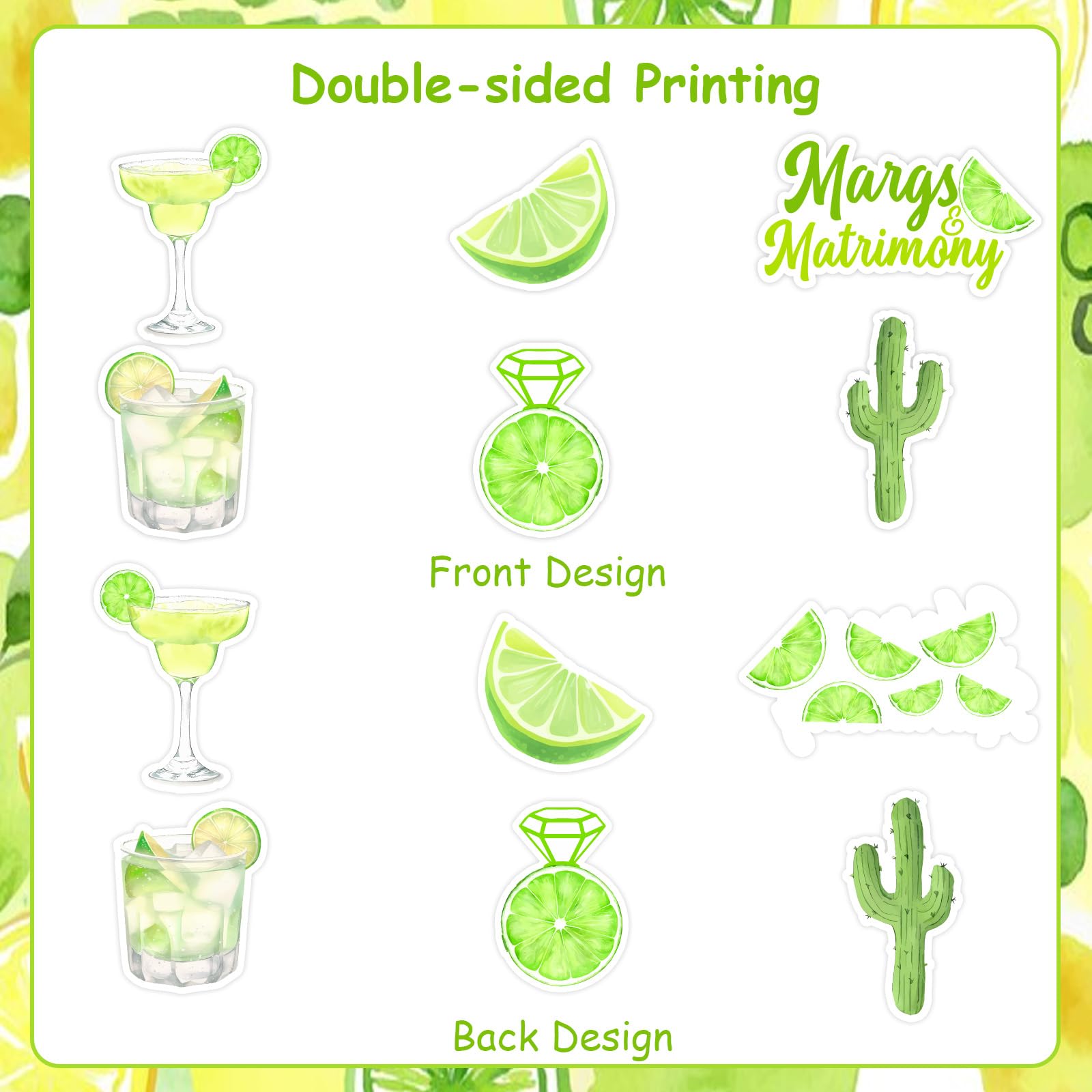 JOYMEMO 24 Pcs Margs & Matrimony Bachelorette Cupcake Toppers - Green Margarita Bridal Shower Decorations, Margaritas and Matrimony Bridal Shower Cake Decor for Mexican Fiesta Wedding Party