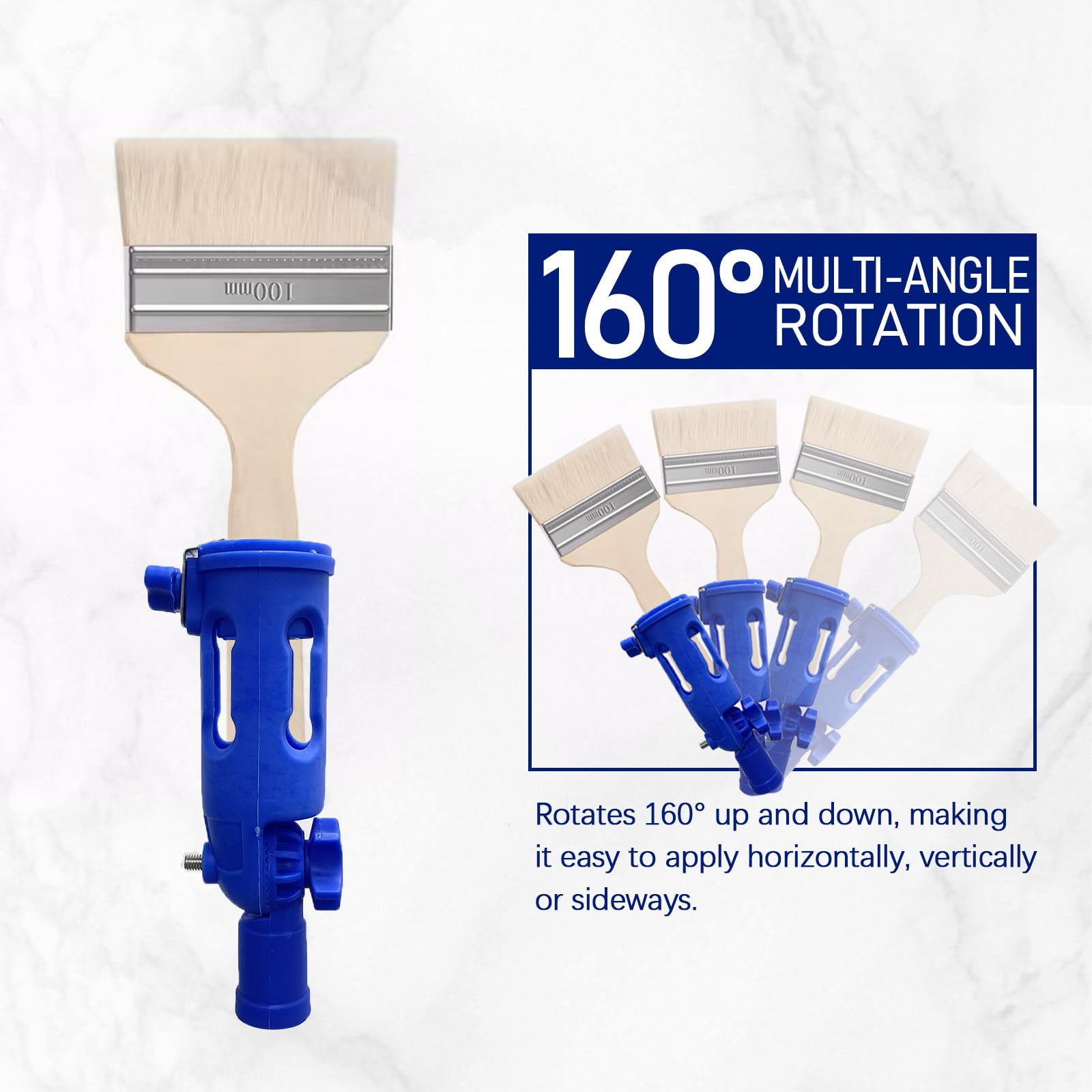 Multi-Angle Paint Brush Extender, Extension Pole Attachment Holder for Paint Brush,Roller, Scraper, Secure Handle Grip, Rotating Head, Easily Reach Ceilings, Walls, Corner Edges