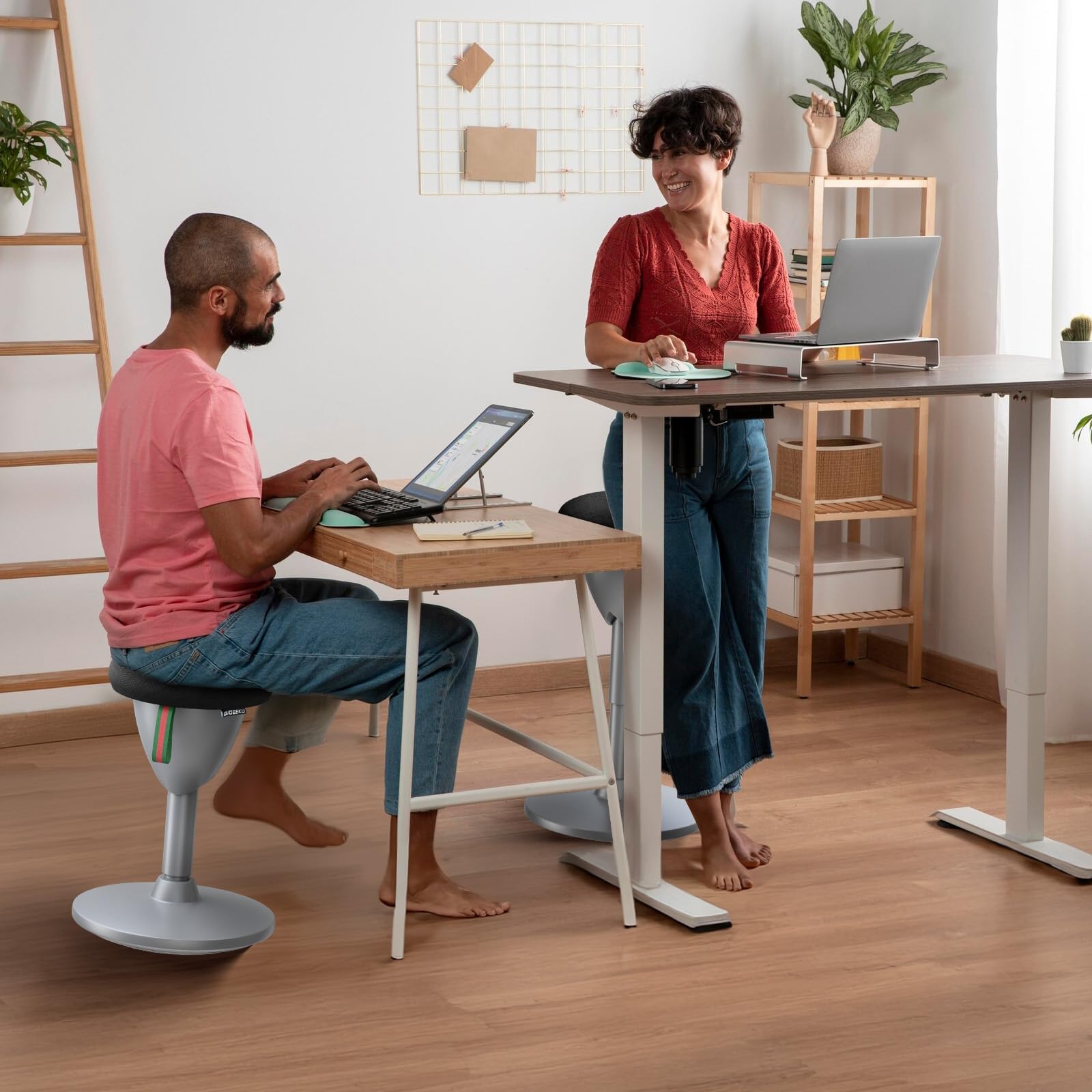 QIGEEKU Adjustable Standing Desk Chair, Ergonomic Wobble Stool Standing Desk Stool, Encourage Good Posture, Height Adjustable Stool 19-27", Non-Slip Base, Active Chairs for Adults