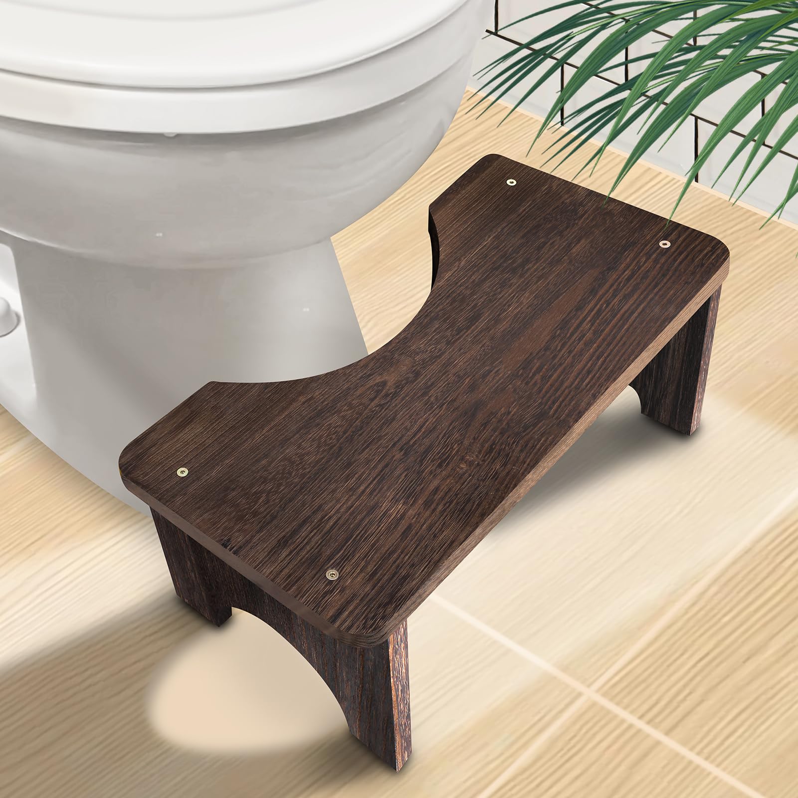 AZEN Wood Toilet Stool Squat Adult, Poop Stool for Bathroom Adults, Portable Toilet Potty Stool for Adults, 7 Inch Height