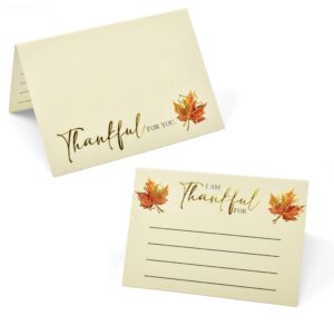 100 pcs thanksgiving table place cards and fill in gratitude cards harvest i am thankful for tent card autumn name cards dinner settings fall party