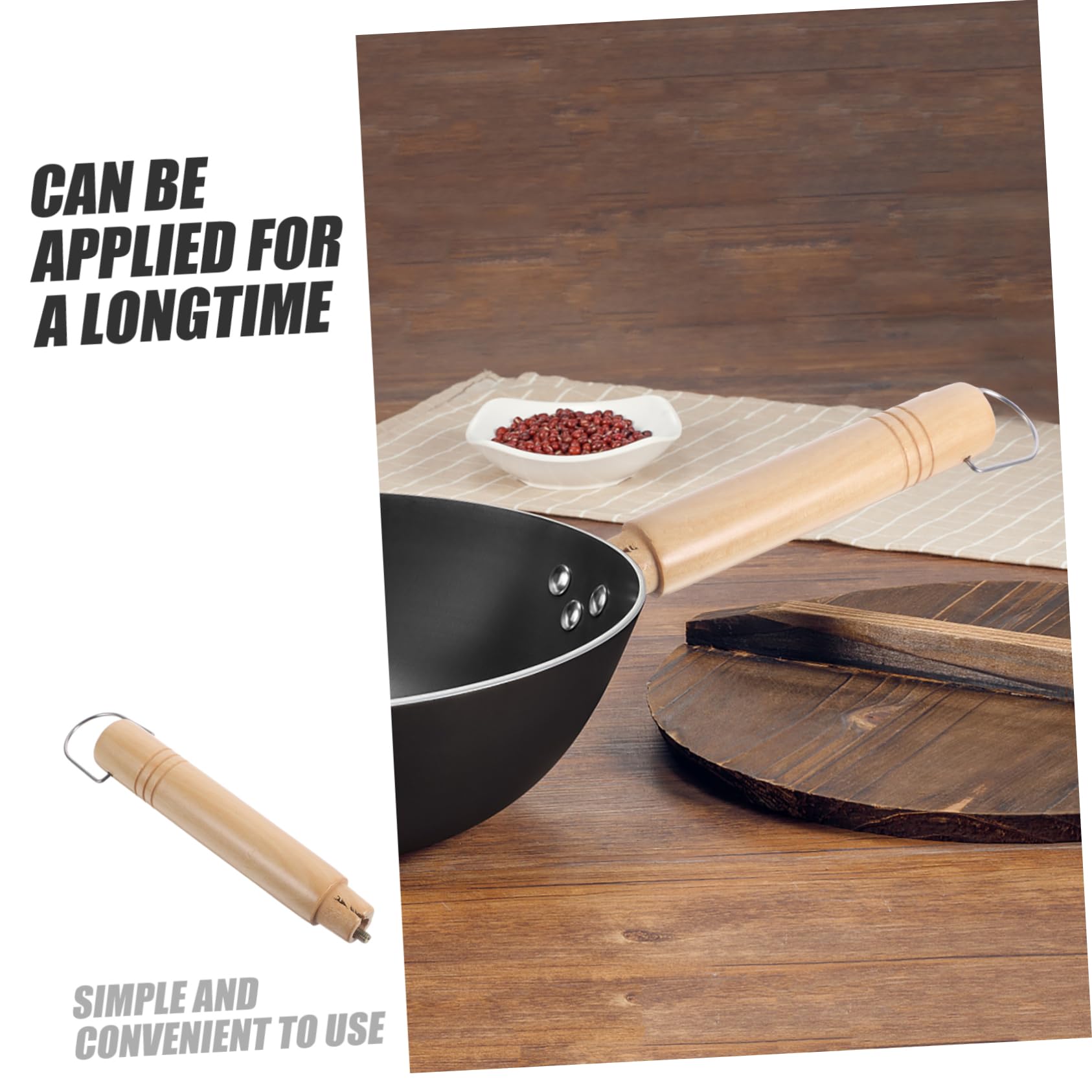 Pot Handle Pan Handle Grip Fry Grip Handle Cookware Supplies Pot Grip Replacement Pot Holder Pan Handles Frying Pan Handle Wooden Anti-scalding Pan Stainless Steel