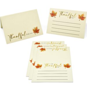 100 Pcs Thanksgiving Table Place Cards and Fill in Gratitude Cards Harvest I Am Thankful For Tent Card Autumn Name Cards Dinner Settings Fall Party