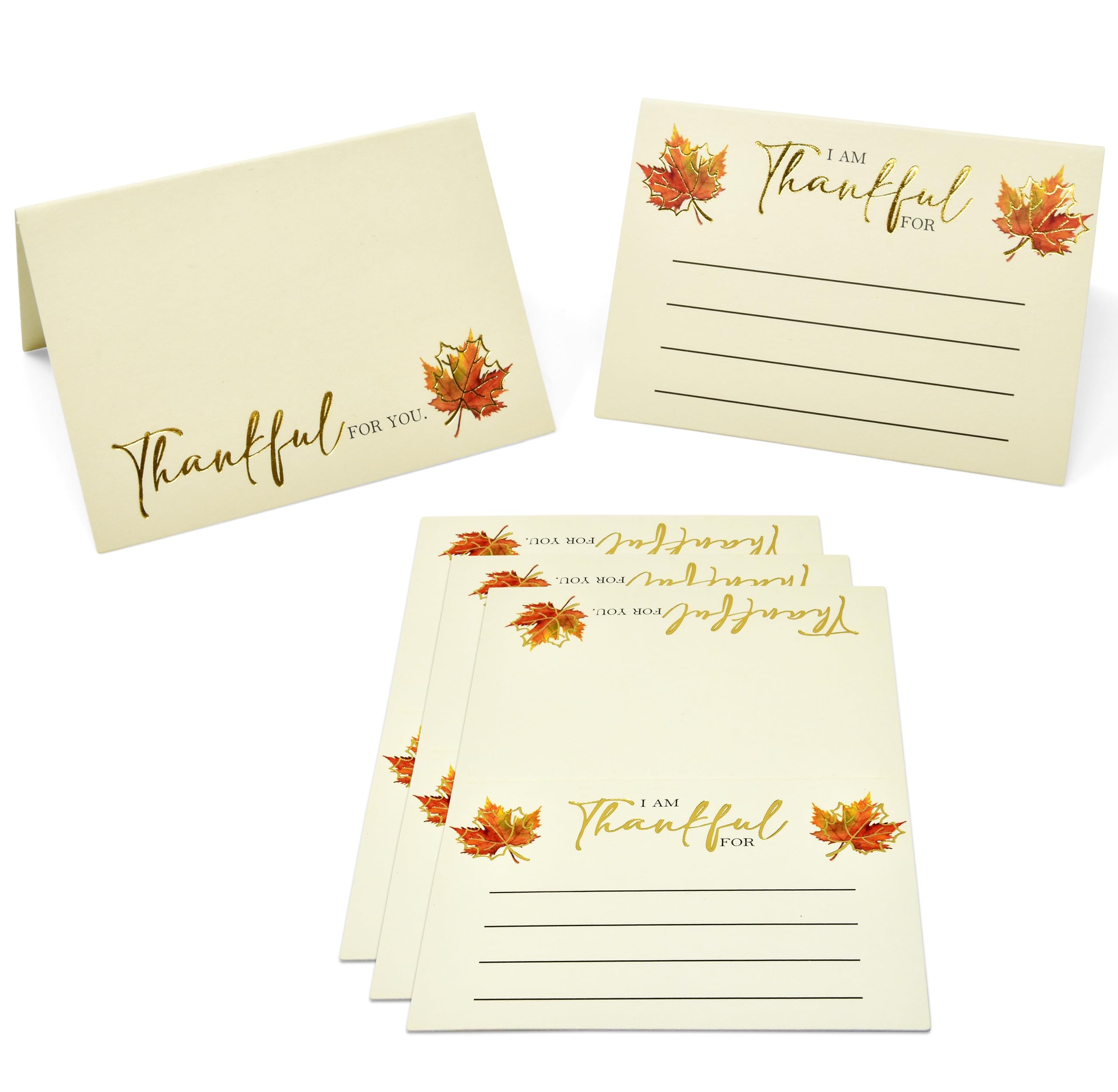 100 Pcs Thanksgiving Table Place Cards and Fill in Gratitude Cards Harvest I Am Thankful For Tent Card Autumn Name Cards Dinner Settings Fall Party