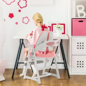 ROYALJOBO Adjustable Children's Table and Chair, Boys and Girls Aged 3 to 18 Years Old Learning Interest Chair, Adjustable Height, Suitable for Families, Schools,Student Chairs. (Pink)