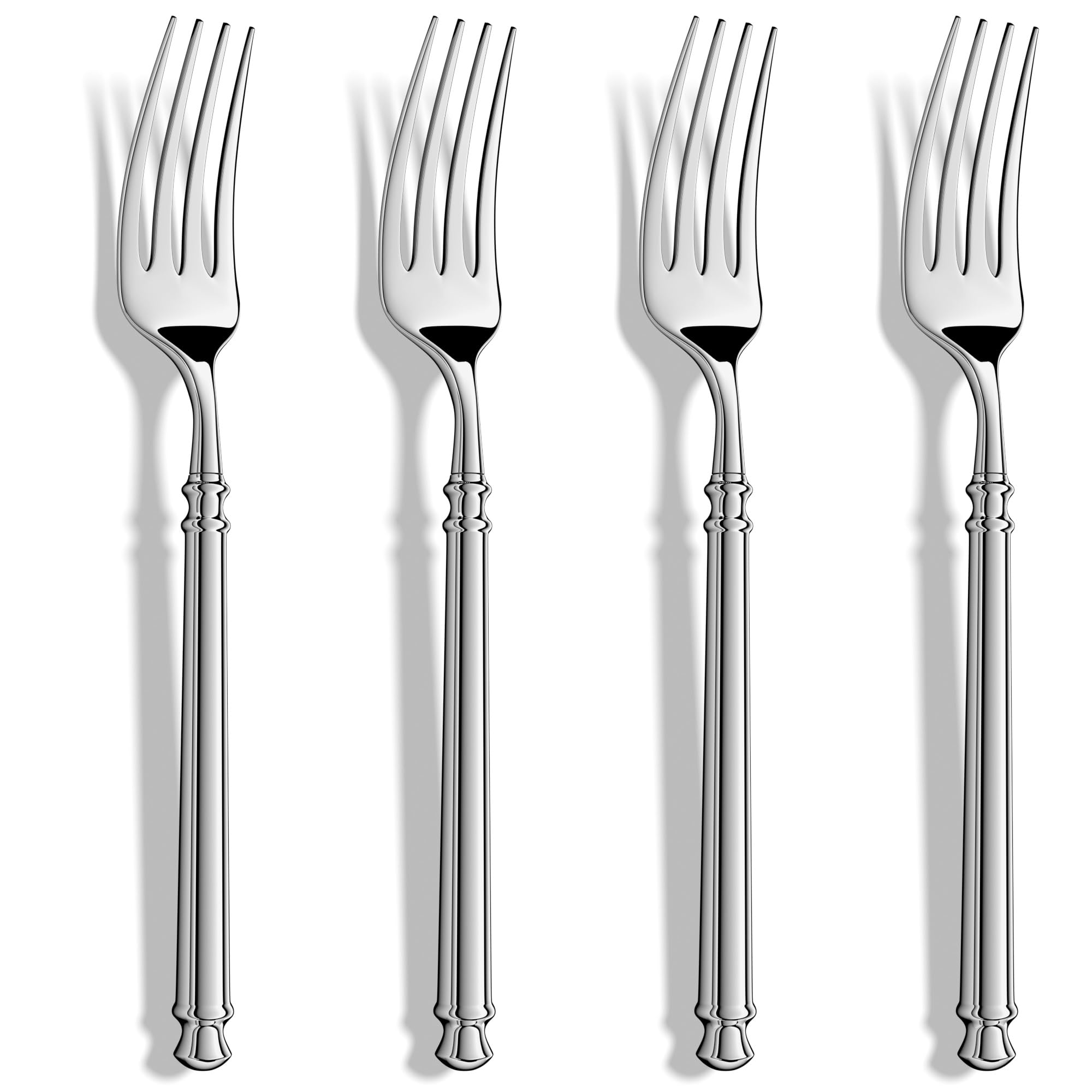 Dinner Forks,Manual Forged 18/10 Stainless Steel Silverware Forks,Modern Round Handle Cutlery Table Forks,Set of 4,Mirror Finish and Dishwasher Safe