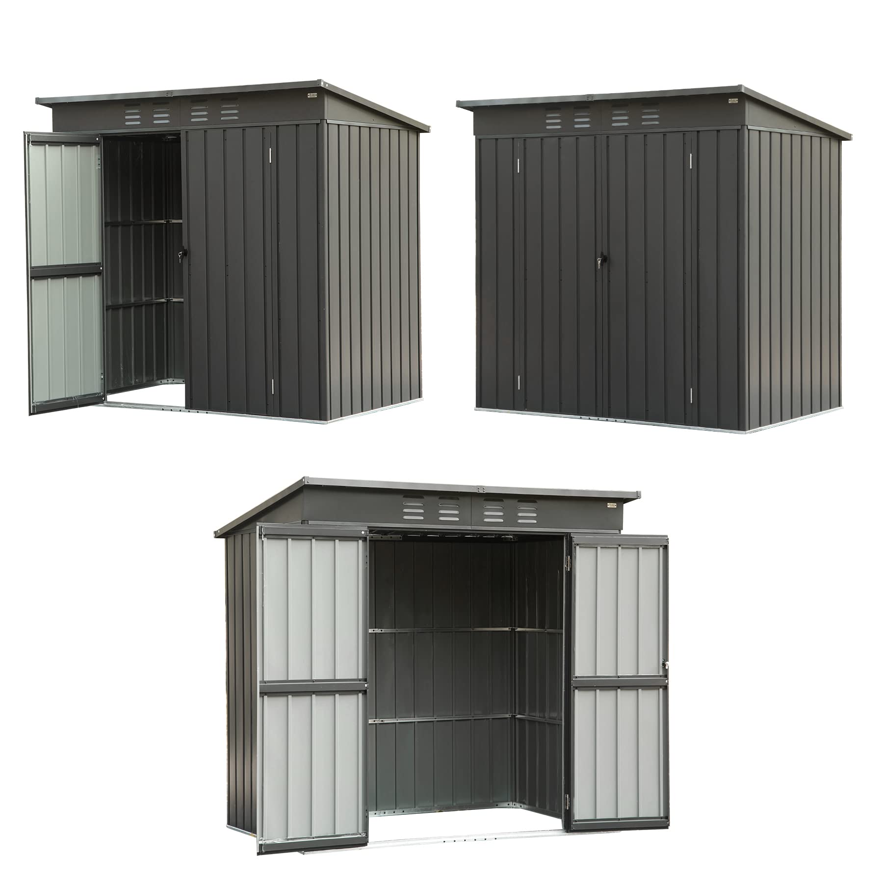 Domi Outdoor Storage Shed 6' x 4', Metal Waterproof Tool Shed Utility Storage House with Double Lockable Doors & Air Vent for Backyard Garden Lawn Patio