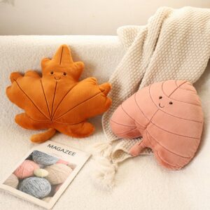 TONGSONG Soft Plush Maple Leaf Pillow Stuffed Maple Leaf Animal Plush Toy Maple Leaf Plushies Home Decor for Lover in Birthday and Holiday