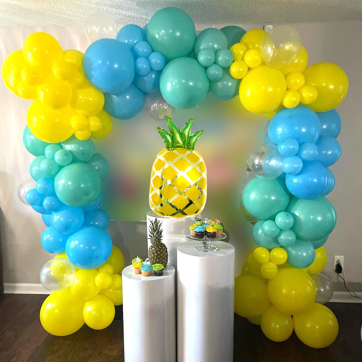 144pcs Cartoon Sponge Balloons Party Decorations,Sponge Theme Balloon Garland Arch Kit, Yellow Blue Clear Balloon Arch For Cartoon Sponge Birthday Baby Shower Party Supplies (blue)