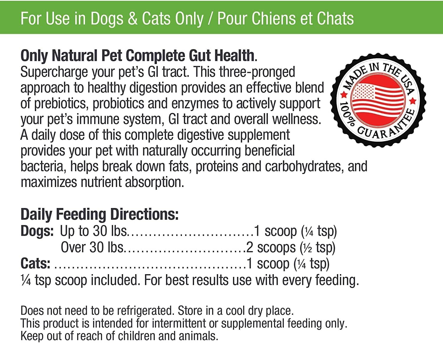 Only Natural Pet Complete Gut Health Complex - Probiotics & Digestive Enzyme Supplement for Dogs & Cats - Promotes Healthy Digestion, Immune System, Nutrient Absorption -3.5oz Powder (Pack of 2)