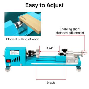 BERXOL Mini Wood Lathe Machine, 12V- 24VDC,7 Variabla Speeds 4000-9000 RPM, with Wood Lathe Milling Accessories, for Wood Polishing, Grinding, Cutting and Milling DIY … (A)