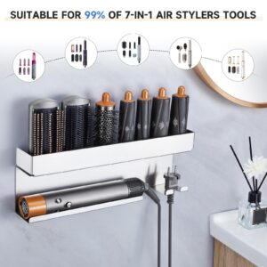 Storage Hair Dryer Holder for Curling Iron Wands Accessories, Hair Straightener Holder, Wall Mount Hair Tool Organizer for Styler Attachments,Stainless Steel Curling Iron Holder Organizer for Bathroom