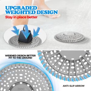 Shower Drain Hair Catcher, 2 Pack Premium Silicone Drain Protector & Shower Drain Cover for Regular Drains of Shower Room, Bathroom, Gray