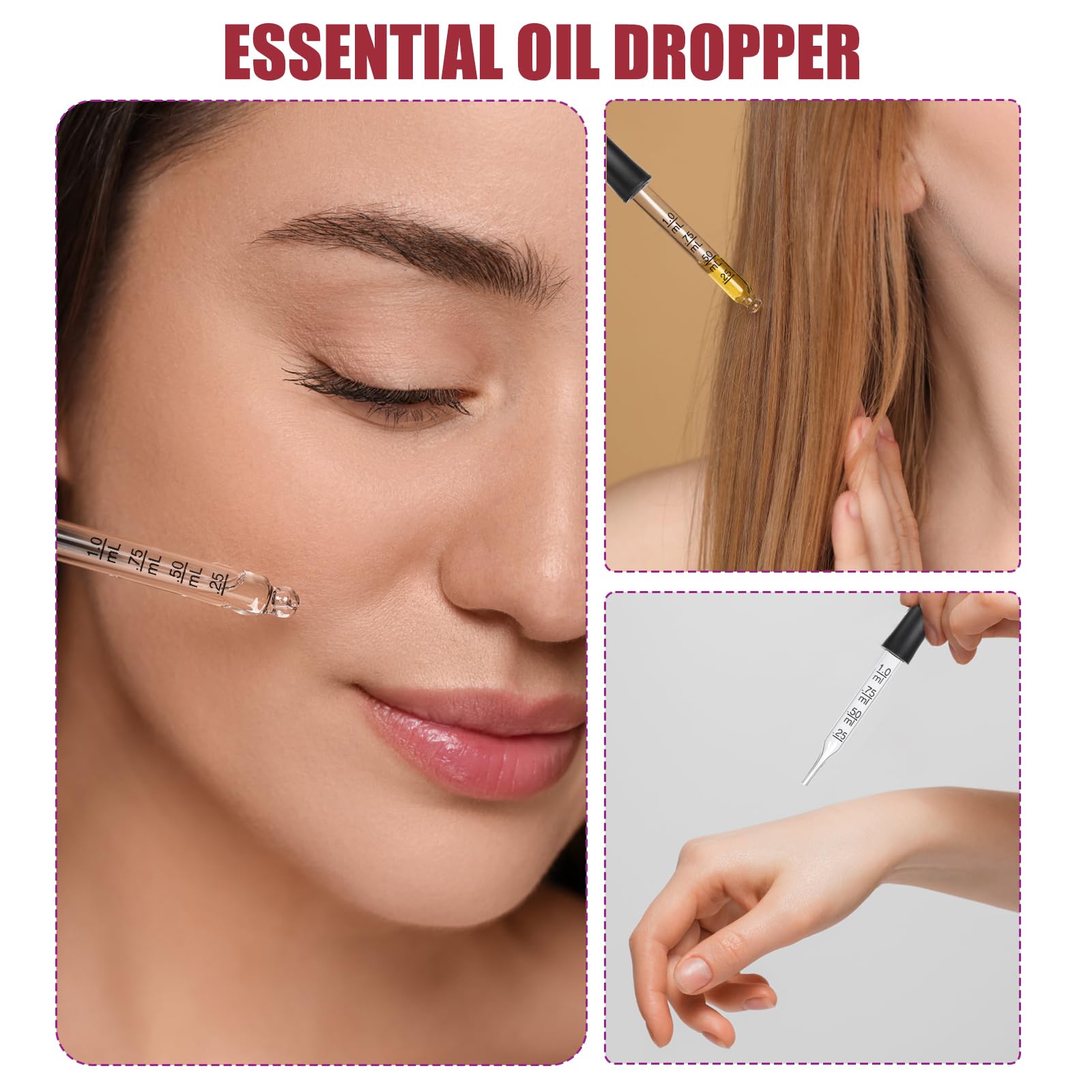 8pcs 1ml Eye Dropper, Glass Dropper with Measurements Pipettes Dropper with Rubber Head Glass Pipette for Medicine, Essential Oils, Feeding, Ear, Laboratory(2 Styles)