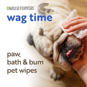 Natural Essentials Wag-Time Pet Wipes - 400 ct Dog Wipes for Paws and Butt, Plastic-Free Plant-Based Cleaning, Unscented with Chamomile, B5, Oatmeal with Aloe Vera and Vitamin E, (Pack of 1)