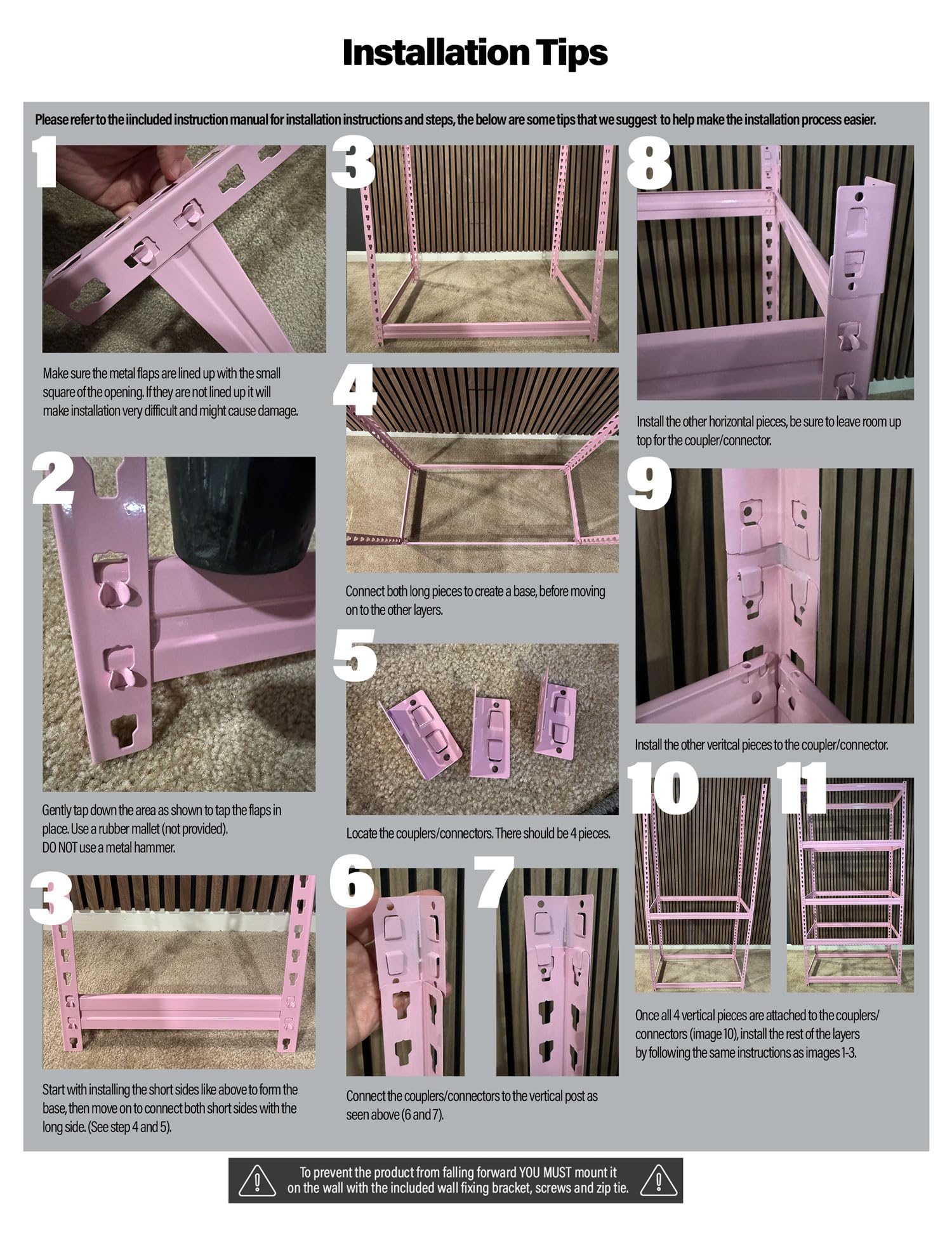 5 Tier Adjustable Steel Powder Coated Rack Storage Shelving with Engineered Wood Shelves. for Indoor Storage in garages, basements, Kitchens, etc. Large Size. 16" D x 35.5" W x 71.2" H (Pink)