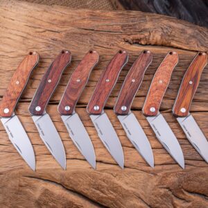 Real Steel Knives Serenity Slipjoint Folding Knife 3.375" N690 Satin Drop Point Blade, Rosewood Handle