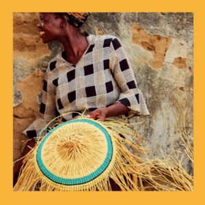 Handwoven African Grass Basket, Market Style w/single handle (flattened), Neutral Tones (Colors & Patterns Vary)