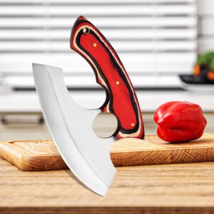 BNAZIND Handmade Ulu Knife | Alaskan Ulu Knife with Sheath | Multi-Purpose Mezzaluna Ulu Knife | Pizza Cutter Rocker Knife | Curved Crescent knife. (BNZ-ULU-06)